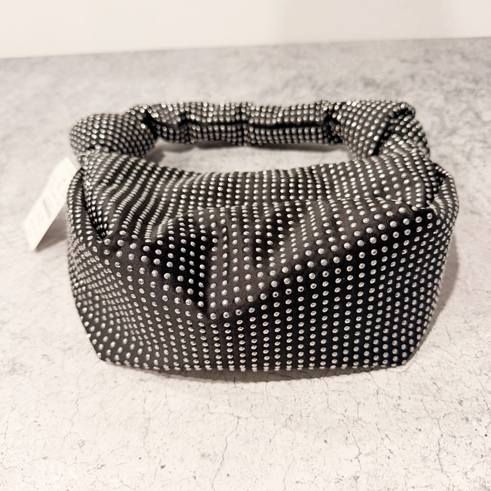 NWT J. Crew Lightweight Studded Double-Knot Handbag Black Silver Jeweled Bag - Picture 6 of 6